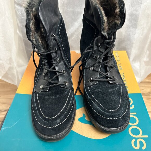 Sporto waterproof suede / leather faux fur lined boots, black size 10M - Picture 2 of 2